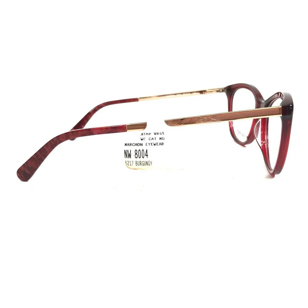 Nine West Eyeglasses Frames NW8004 602 Clear Red Gold Cat Eye Full Rim 52-17-135